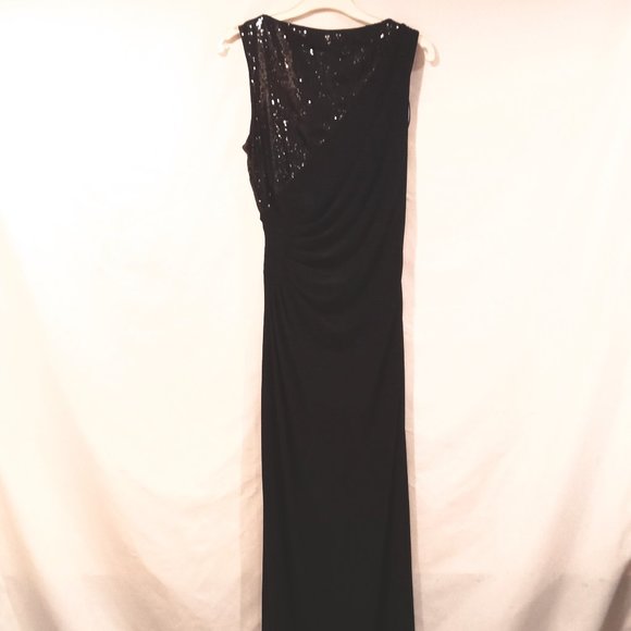 Prom Dress Wedding Gown Size 8 R&M Richards NWT Black Color Sequence Bodycon - Picture 4 of 4